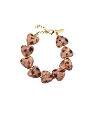 By Shir Luxury leopard heart bracelet pink