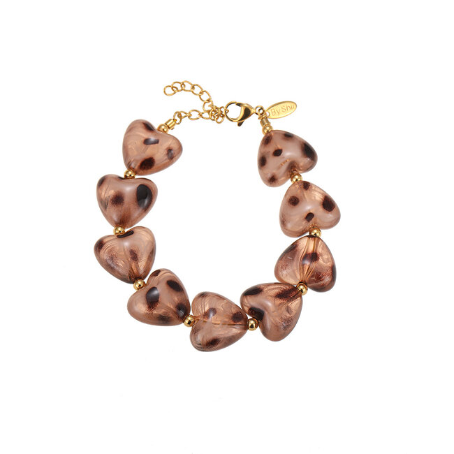 By Shir Luxusarmband Leopardenherz rosa