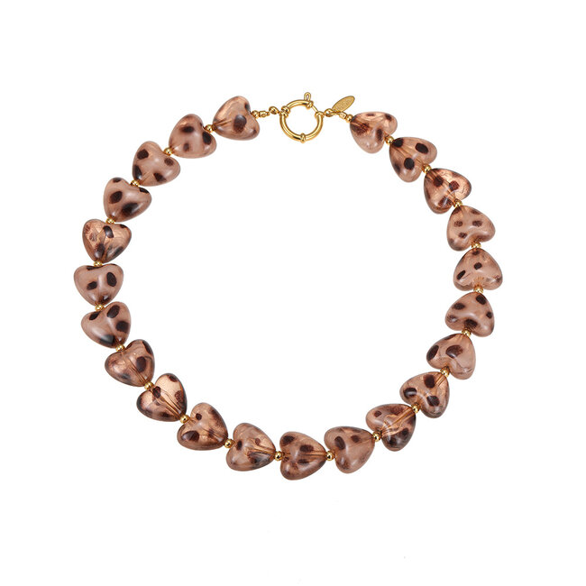 By Shir Ketting luxe luipaard hart beige