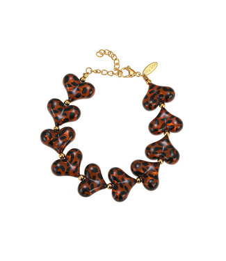 By Shir Luxury leopard heart bracelet brown