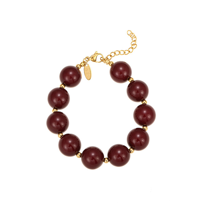 By Shir Armband statement kralen rood