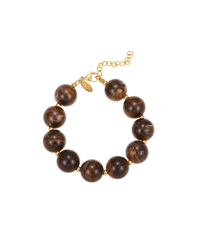 By Shir Armband statement kralen bruin