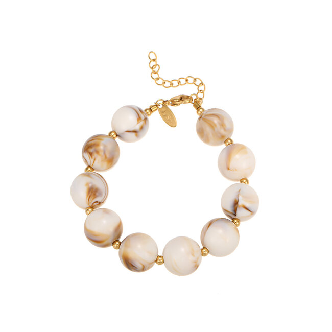 By Shir Statement-Armband Perlen beige