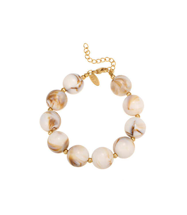 By Shir Armband statement kralen beige