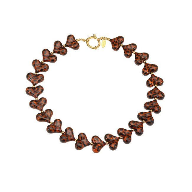 By Shir Ketting luxe luipaard hart bruin