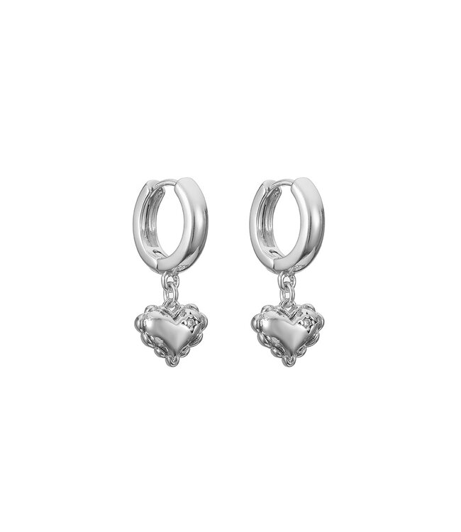 By Shir Small ruffle heart earrings