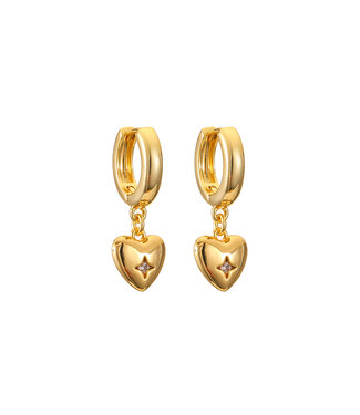 By Shir Small sparkling heart earrings