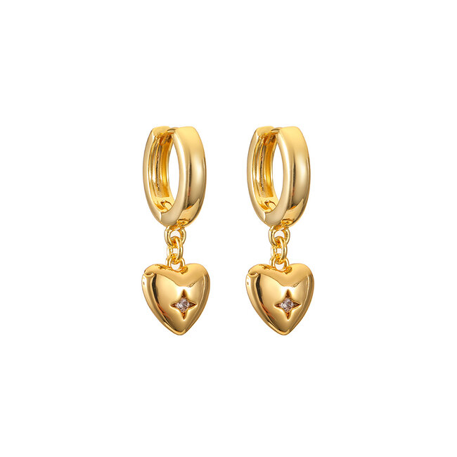 By Shir Small sparkling heart earrings