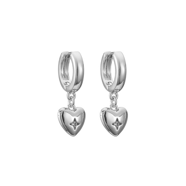 By Shir Small sparkling heart earrings