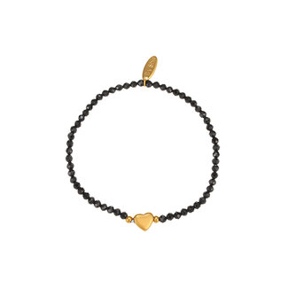 By Shir Armbandperlen Schwarz Achat Herz