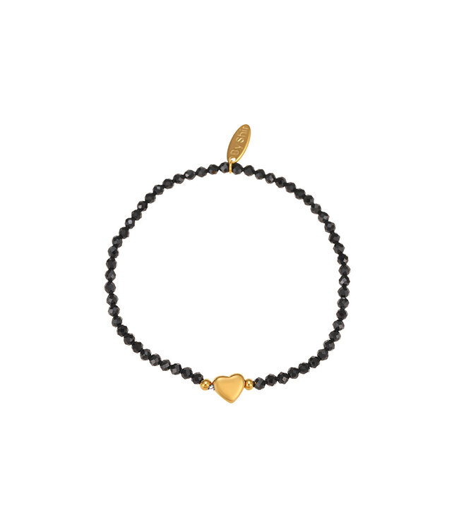 By Shir Armbandperlen Schwarz Achat Herz