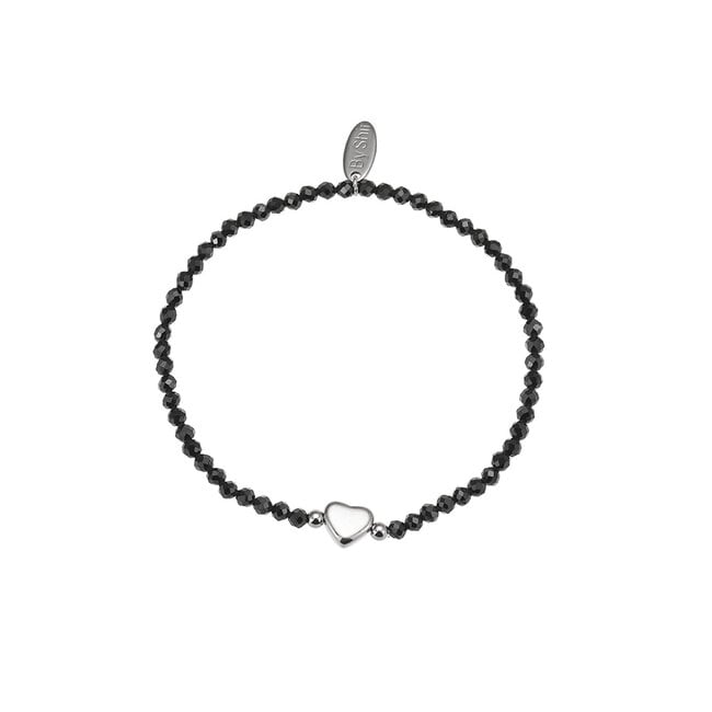 By Shir Armband kraaltjes Zwart Agaat hart