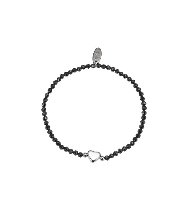 By Shir Armbandperlen Schwarz Achat Herz