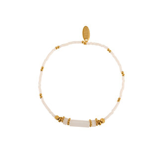 By Shir Armband kraaltjes wit agaat staafje
