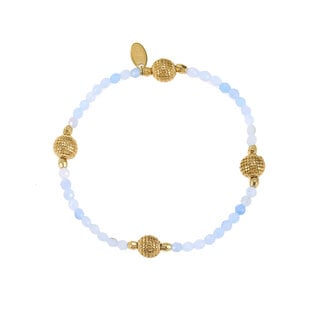 By Shir Armband kraaltjes extra edelsteen lichtblauw