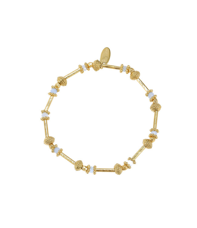 By Shir Armband kraaltjes extra facet lichtblauw