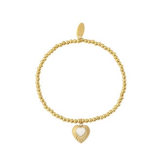 By Shir Armband kraaltjes hartje stripe wit