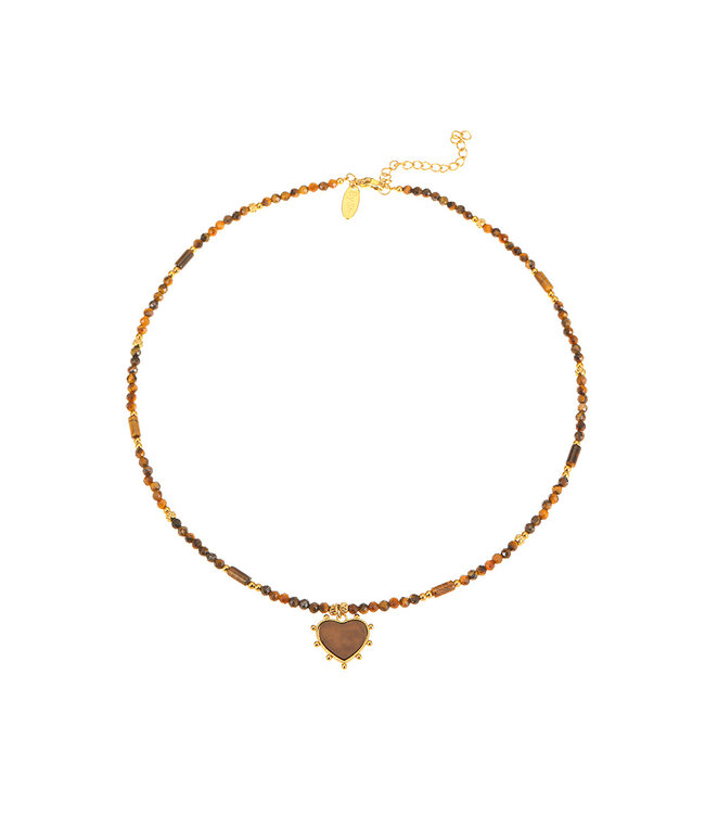 By Shir Ketting luxe sunglow tijgeroog hart