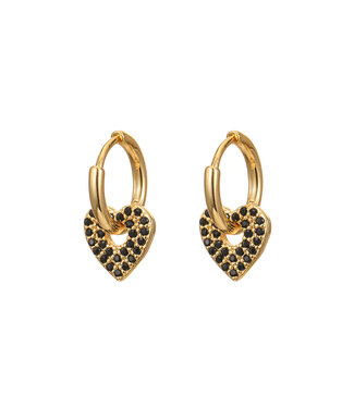By Shir Small black heart earrings