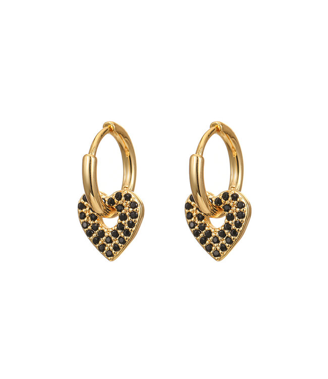 By Shir Small black heart earrings