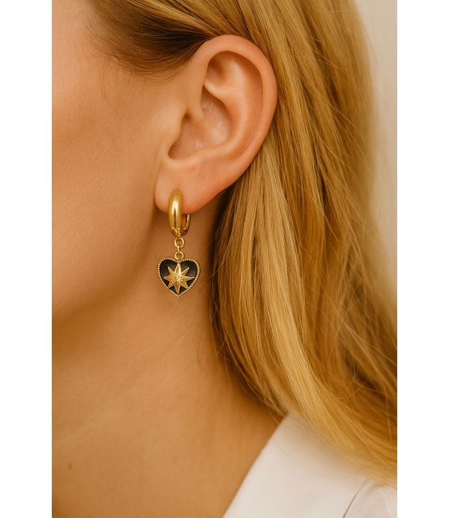 By Shir Small black spark earrings