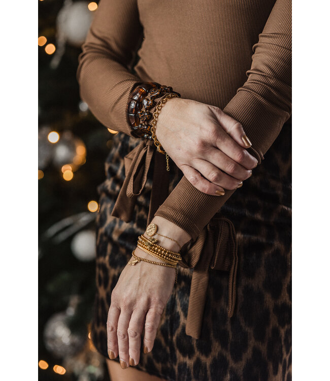 By Shir Luxury leopard heart bracelet brown