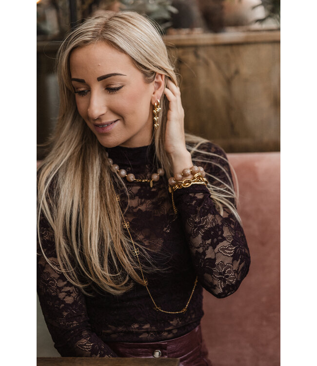 By Shir Chain luxury bead old pink