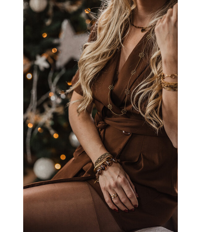 By Shir Armband luxe luipaard hart beige