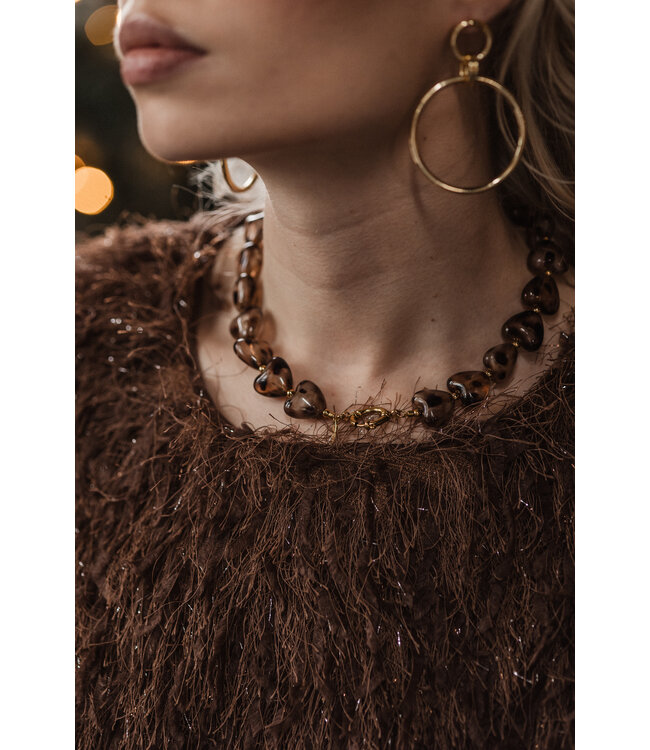 By Shir Luxury leopard heart necklace beige