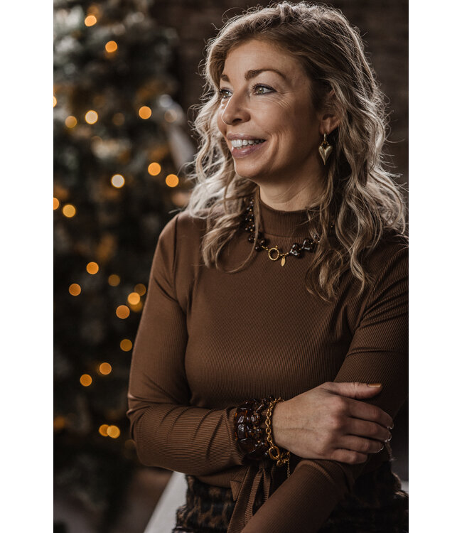 By Shir Luxus Kette Leopardenherz lila