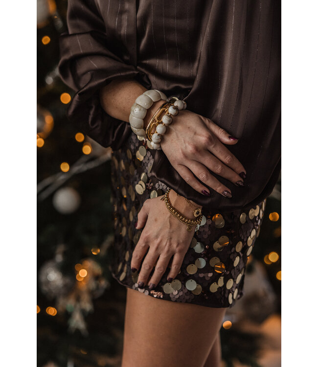 By Shir Armband luxe kralen beige