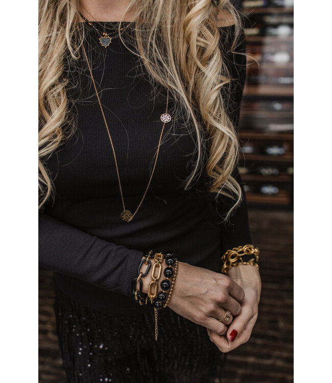 By Shir Luxuriöses Retro-Armband Schwarz