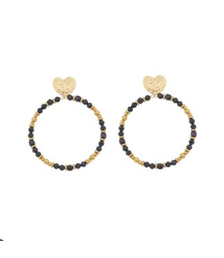 By Shir Luxus-Ohrstecker Herz schwarz Achat