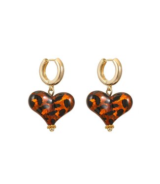 By Shir Small leopard brown earrings