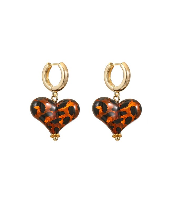 By Shir Small leopard brown earrings