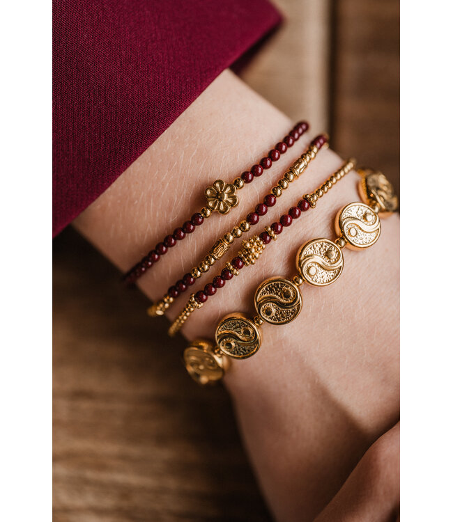 By Shir Armband kraaltjes Tube Robijn