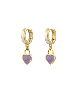 By Shir Small heart earrings purple