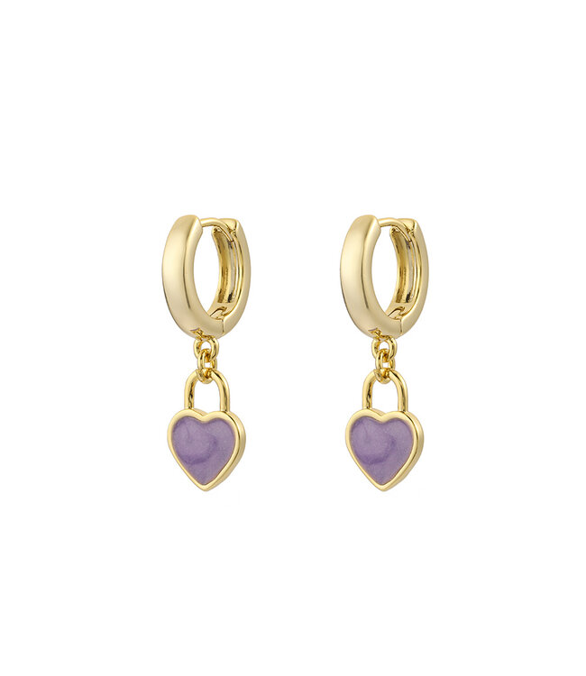 By Shir Small heart earrings purple