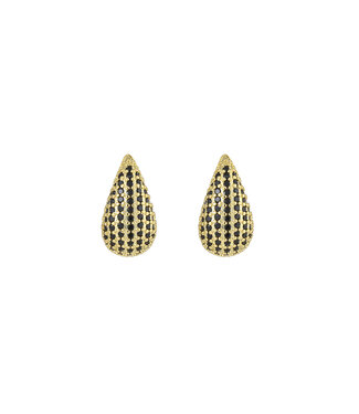 By Shir Earrings luxurious Drop black stone
