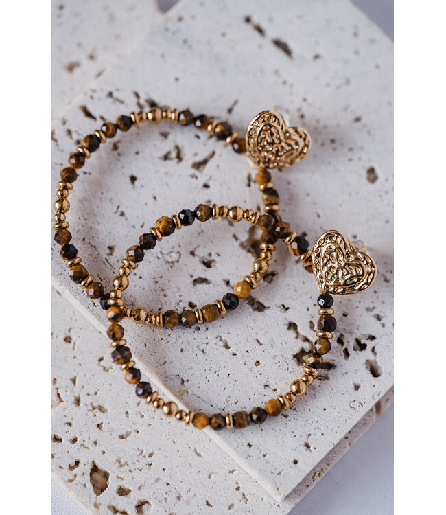 By Shir Luxus-Ohrstecker herz Tigerauge