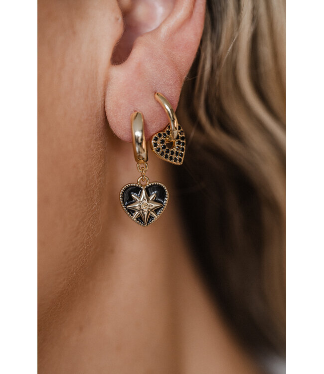 By Shir Small black heart earrings