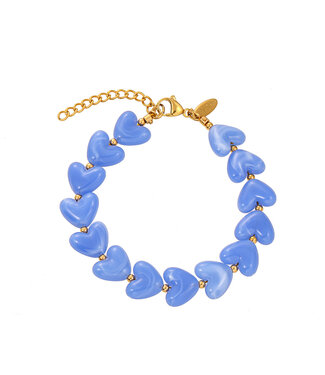 By Shir Armband luxe Hart blauw