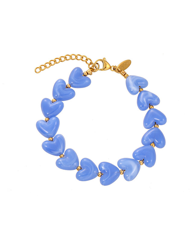 By Shir Armband luxe Hart blauw