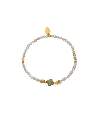 By Shir Armband Perlen Labradorit Kleeblatt