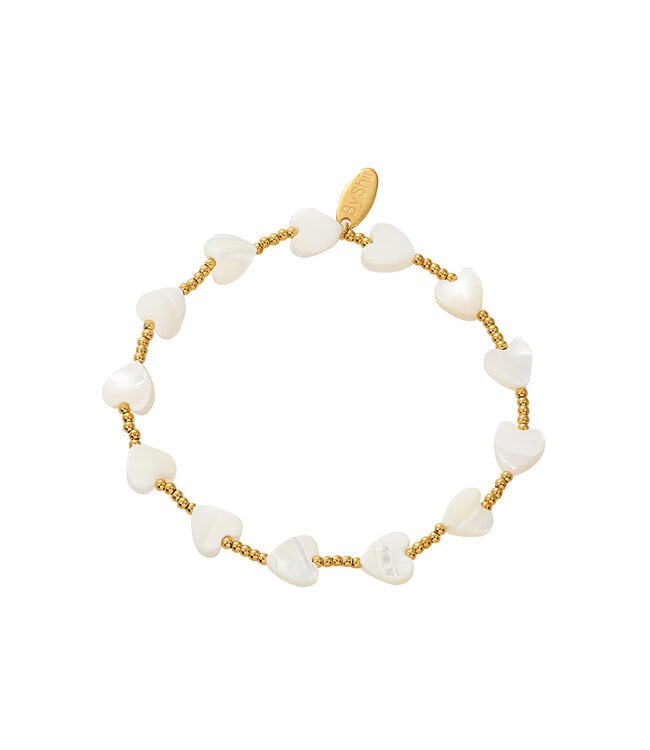 By Shir Armband kraaltjes zoetwaterparel hartje
