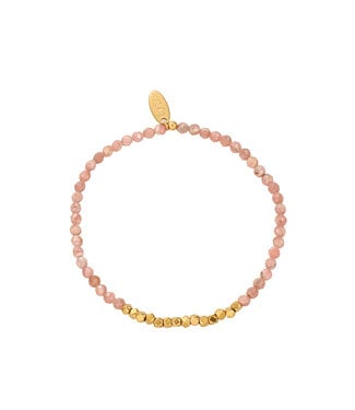 By Shir Armband kraaltjes Rhodochrosiet vierkantjes