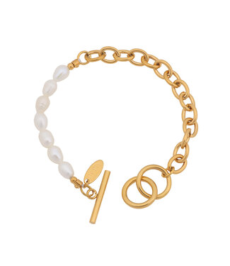 By Shir Armband luxe schakel en parel