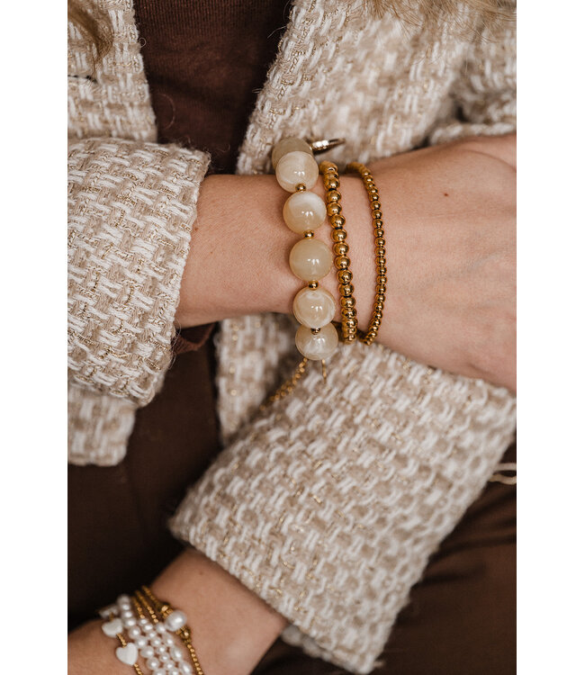 By Shir Armband luxe kralen Geel