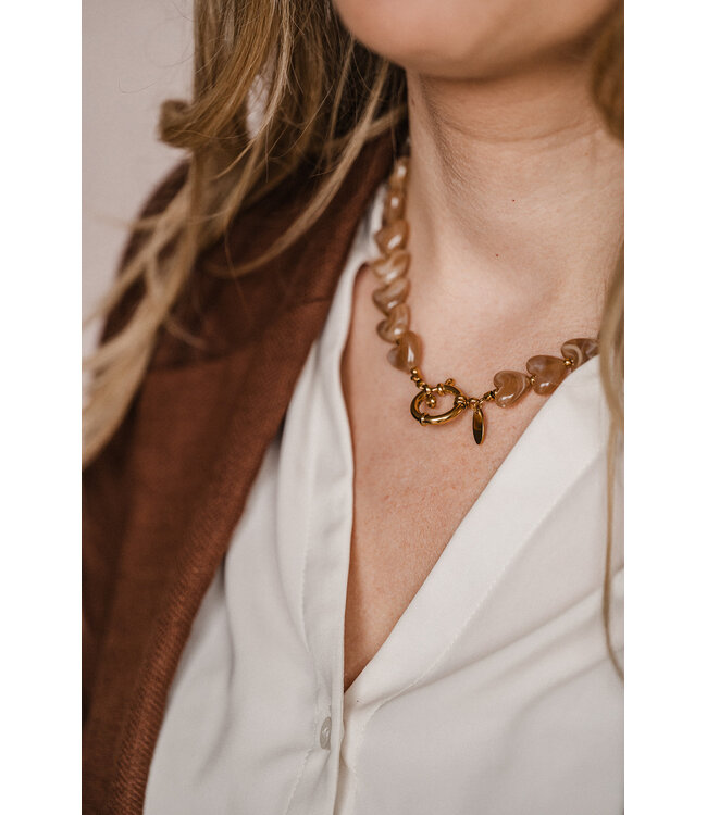 By Shir Luxury Heart Necklace Pink