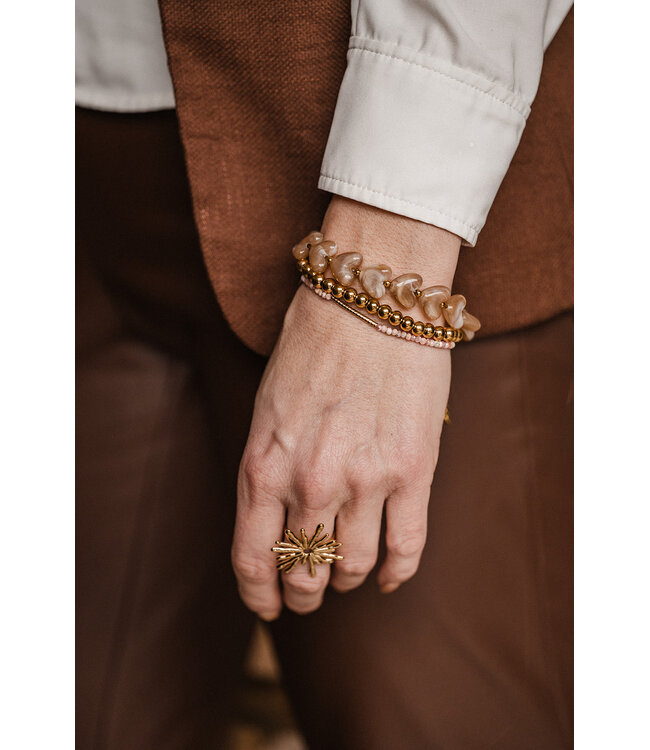 By Shir Armband luxe Hart roze